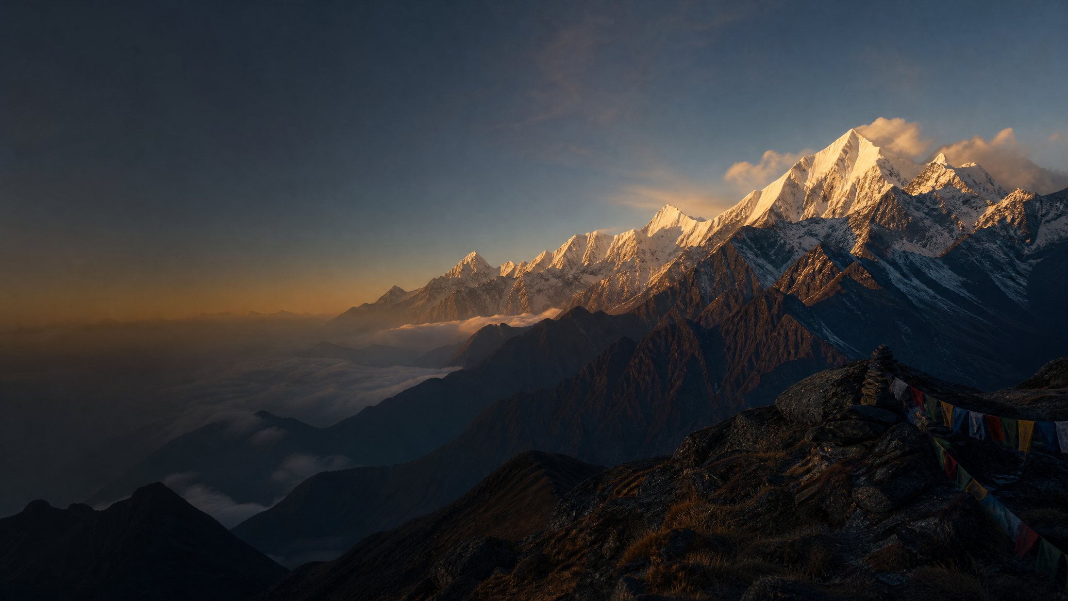 Cordillera del Himalaya al amanecer